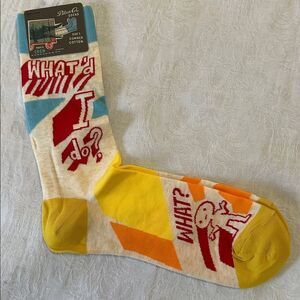 Mens Cotton Crew Socks Blue Q “What’d I Do?” Doghouse